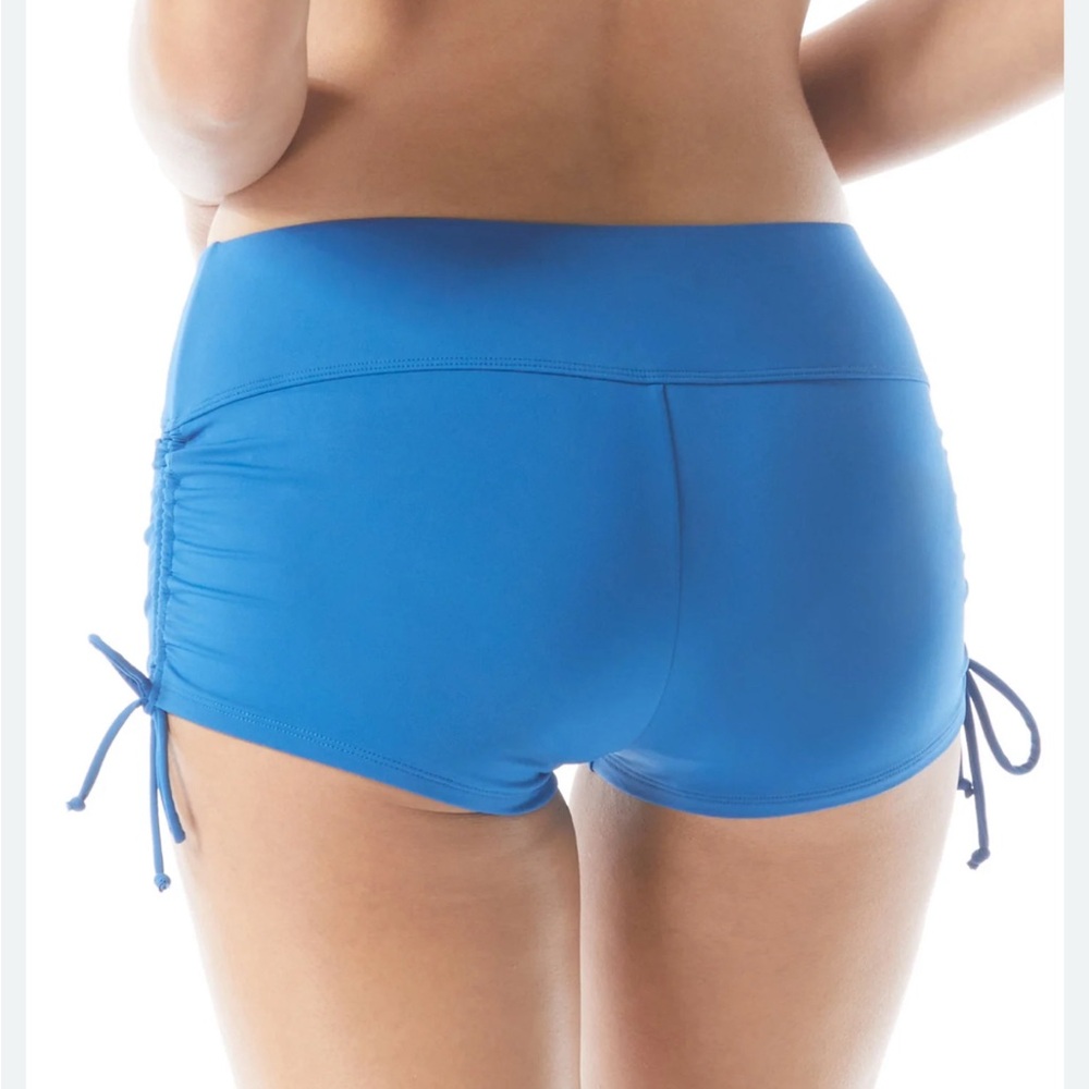 Swimsuits For All Adjustable Swim Shorts Side Ruched Swim Bottom Blue Size 18 - Picture 2 of 11